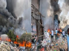 गाजियाबाद में भीषण आग,हाईटेंशन तारों की चिंगारी से 150 झुग्गियां राख, सैकड़ों लोग बेघर