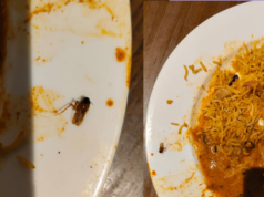 सिटी मॉल में स्थित बारबेक्यू नेशन की बिरयानी में निकला कॉकरोच,जांच के बाद रेस्टोरेंट बंद