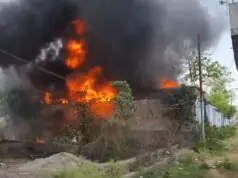 ललितपुर में केला कोल्डस्टोर के गोदाम में भीषण आग, लाखों का नुकसान