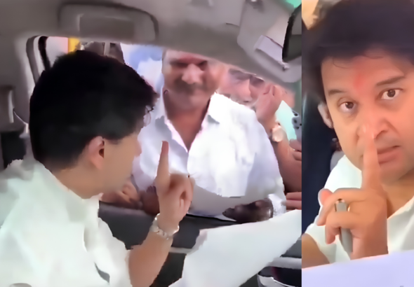 Filmitics Media Union Minister Jyotiraditya Scindia flared up the moment he heard a young man say, "If the road isn't built, we won't vote!"